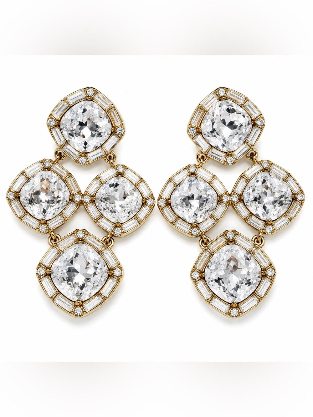 Kate Spade New York Clear Crystal Chandelier Statement Earrings Gold Tone